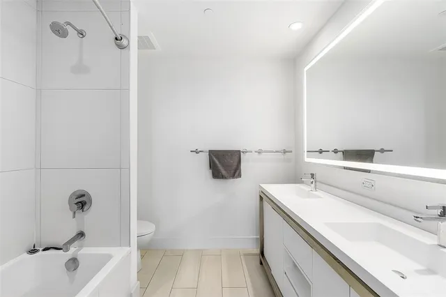 a bathroom with a bathtub