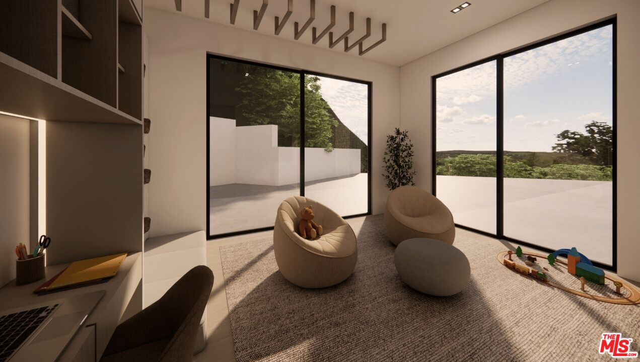 590 North Tigertail Road Los Angeles, CA 90049 - Photo 49 of 69 a living room with furniture and a floor to ceiling window