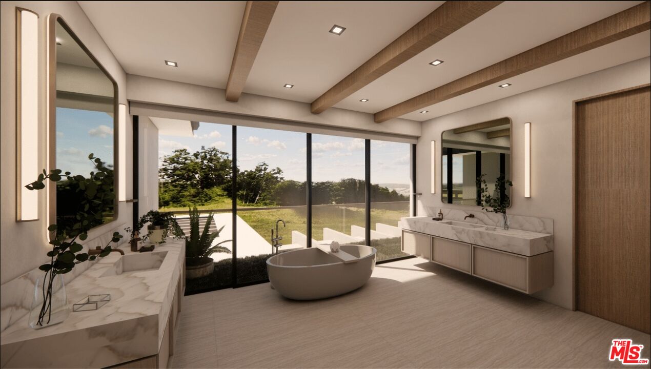 590 North Tigertail Road Los Angeles, CA 90049 - Photo 59 of 69 a living room with furniture and floor to ceiling window