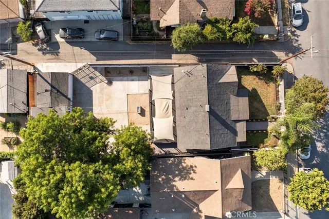 an aerial view of a residential houses