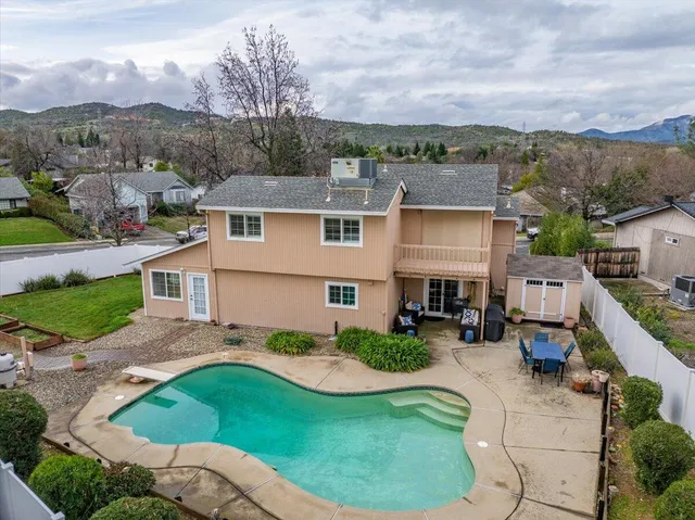 an aerial view of a house
