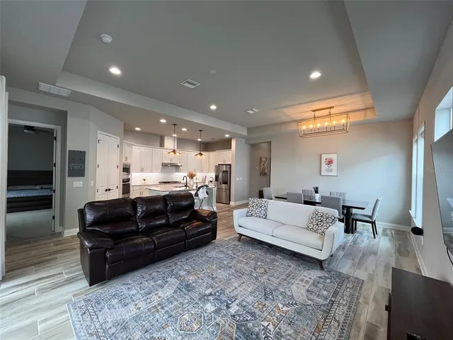 a living room with furniture and a couch