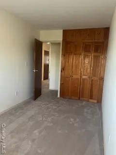 an empty room with closet and wooden floor