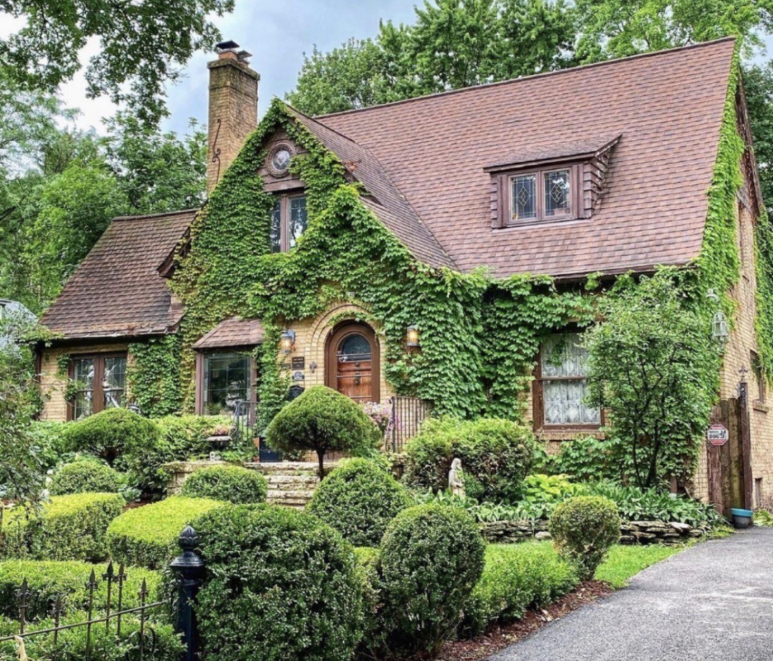 an aerial view of a house