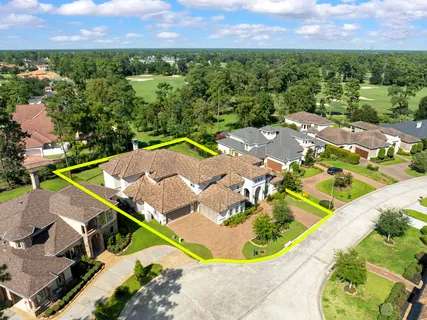 an aerial view of a house