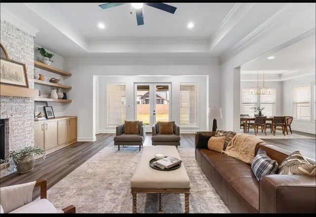 a living room with furniture