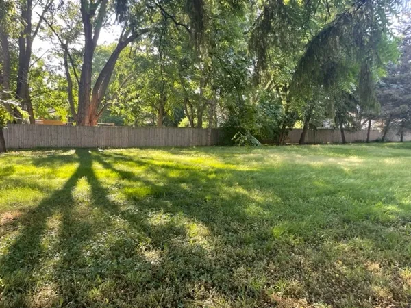 a view of yard with swimming pool and trees