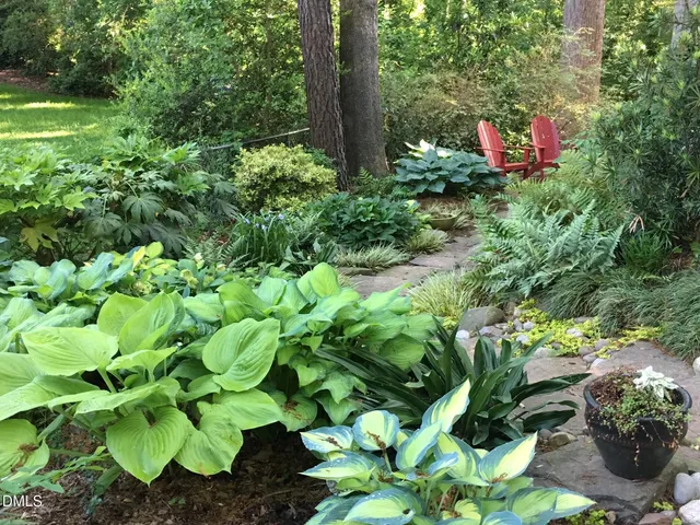 a backyard of a house with lots of green space