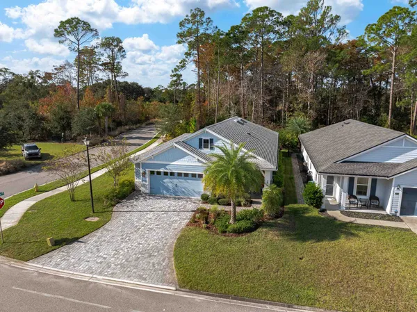 an aerial view of a house