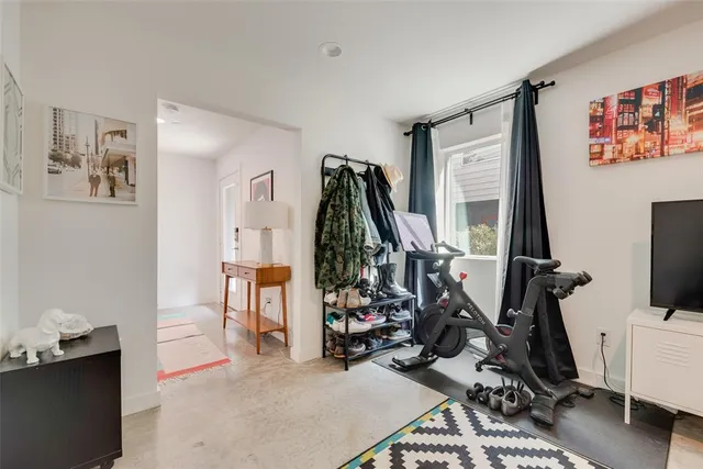 a view of a room with gym equipment