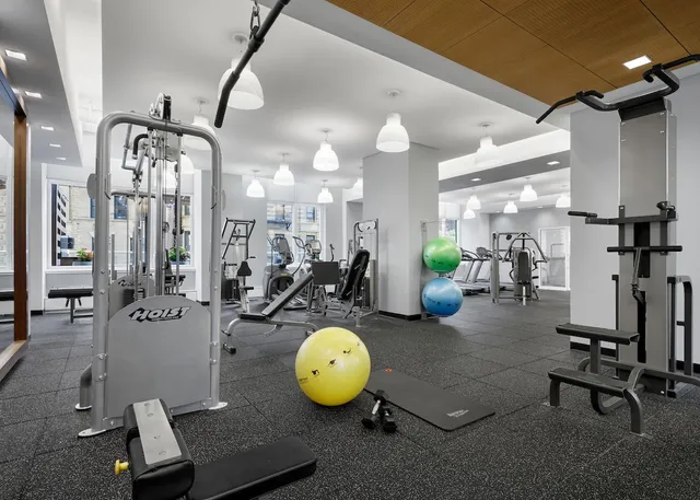 a room with gym equipment