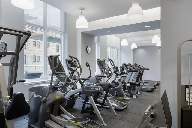 a view of a room with gym equipment