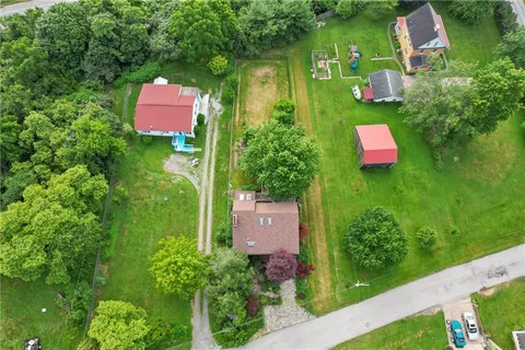 an aerial view of a house