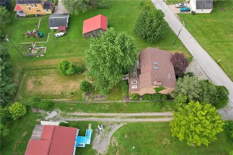 an aerial view of a house