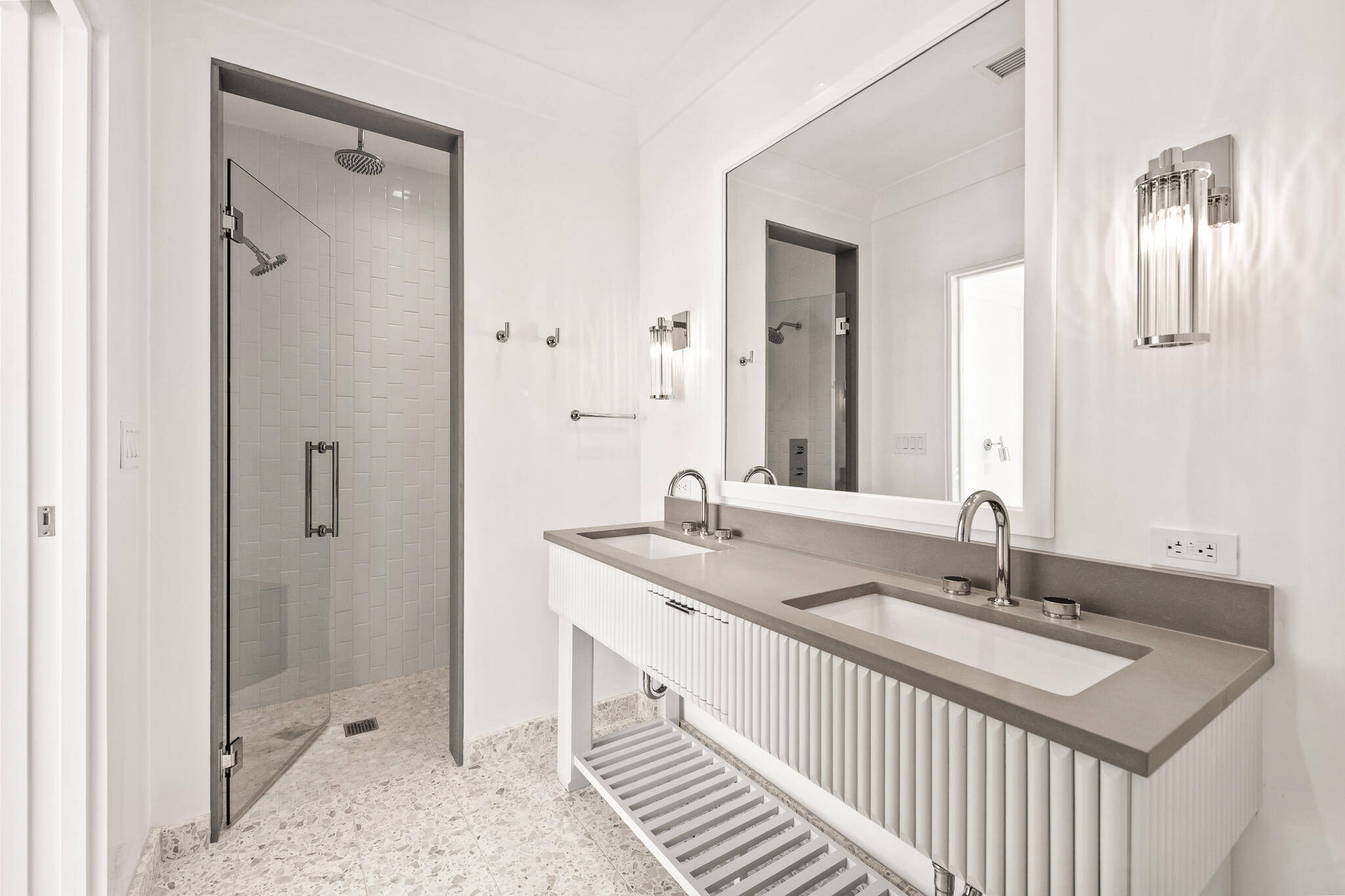 30 Mark Twain Lane, Unit 303 Inlet Beach, FL 32461 - Photo 24 of 34 a bathroom with double sink and two mirror