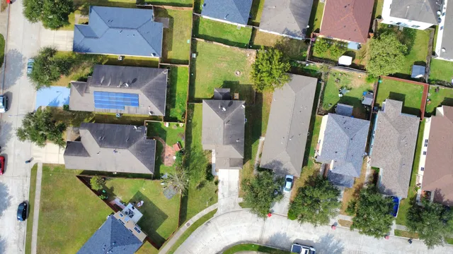 an aerial view of multiple house