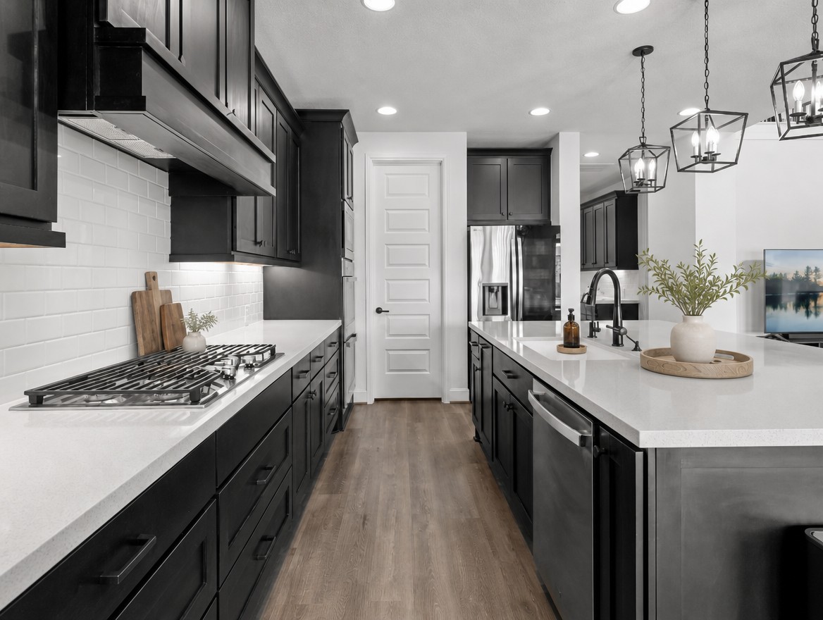 1440 Riva Ridge Drive Leander, TX 78641 - Photo 8 of 37 A well-appointed kitchen showcasing a central island and contemporary fixtures perfect for culinary creations.
