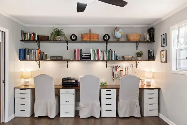 a view of cabinets and workspace