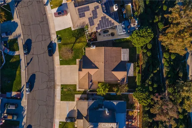 an aerial view of a house