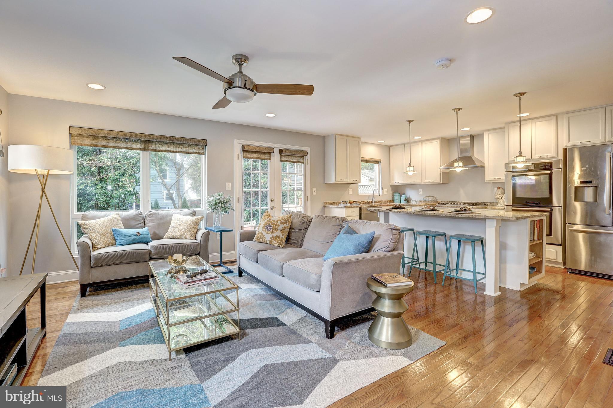 Light-filled family room open to the kitchen