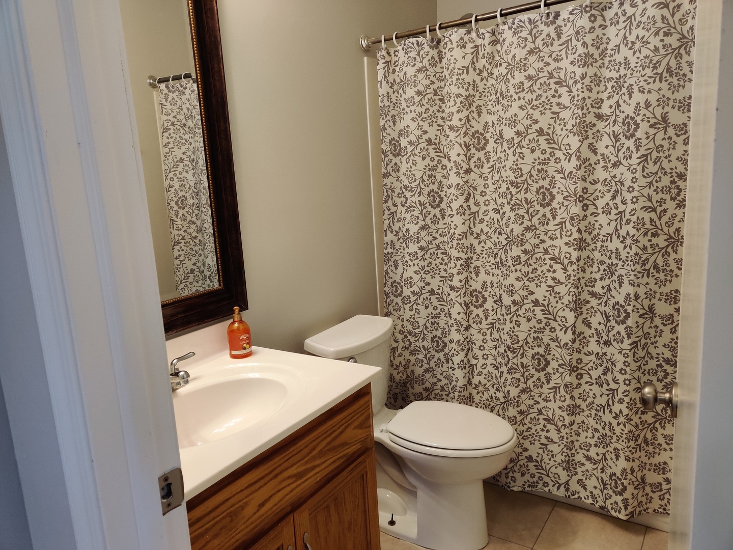 4324 Cumnor Road Downers Grove, IL 60515 - Photo 9 of 12 a bathroom with a sink a toilet and shower curtain