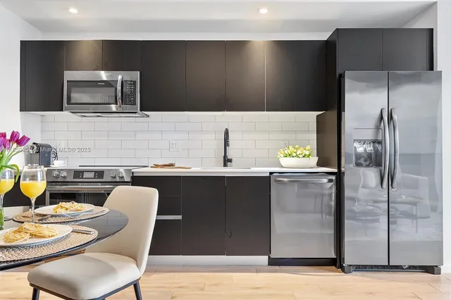 a kitchen with a sink appliances and cabinets