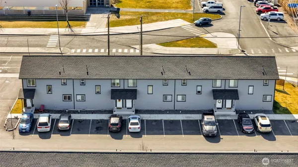 a kitchen with a wooden floor