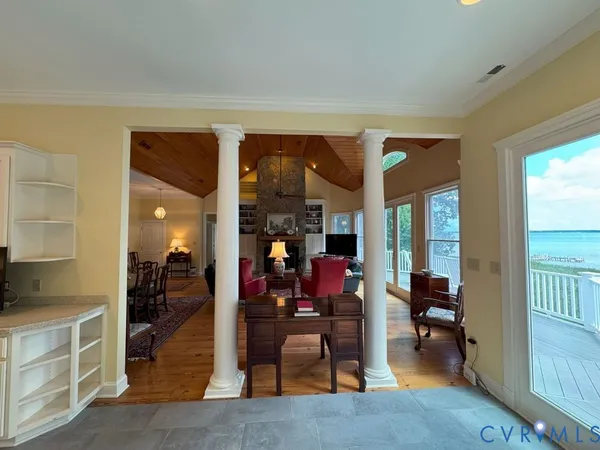 a living room filled with furniture