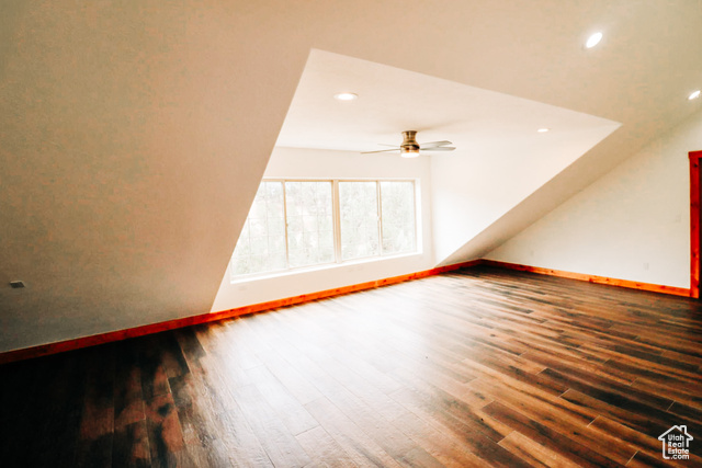 985 Russell Road Hatch, UT 84735 - Photo 23 of 30 Additional living space with recessed lighting, dark wood-style flooring, and ceiling fan