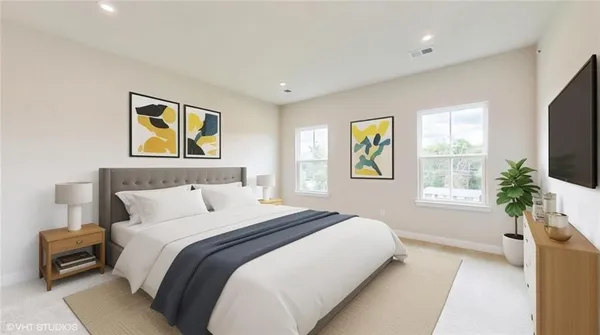 an empty room with windows