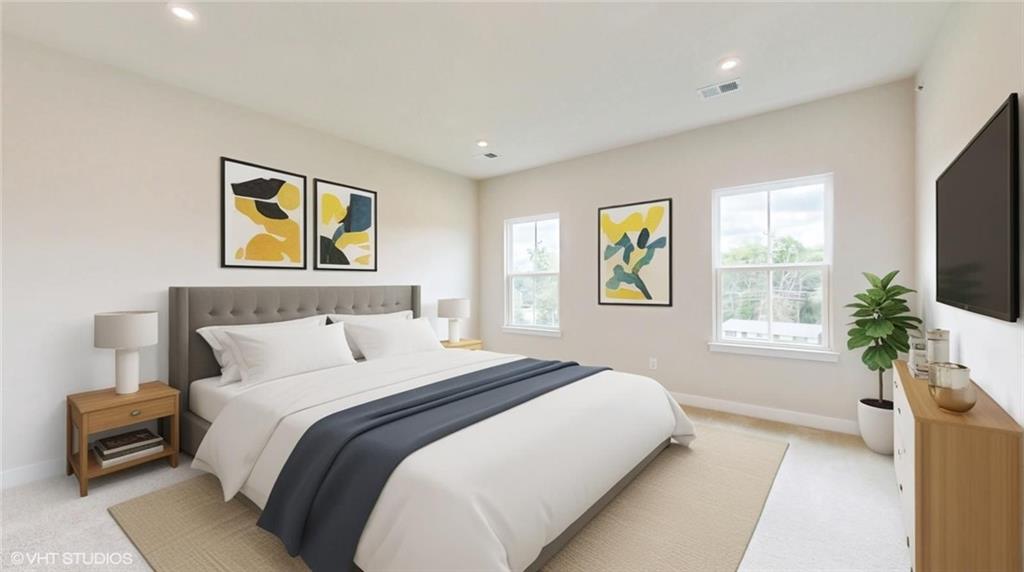 6804 Sycamore Way Gibsonia, PA 15044 - Photo 23 of 50 a bedroom with a bed and a flat screen tv