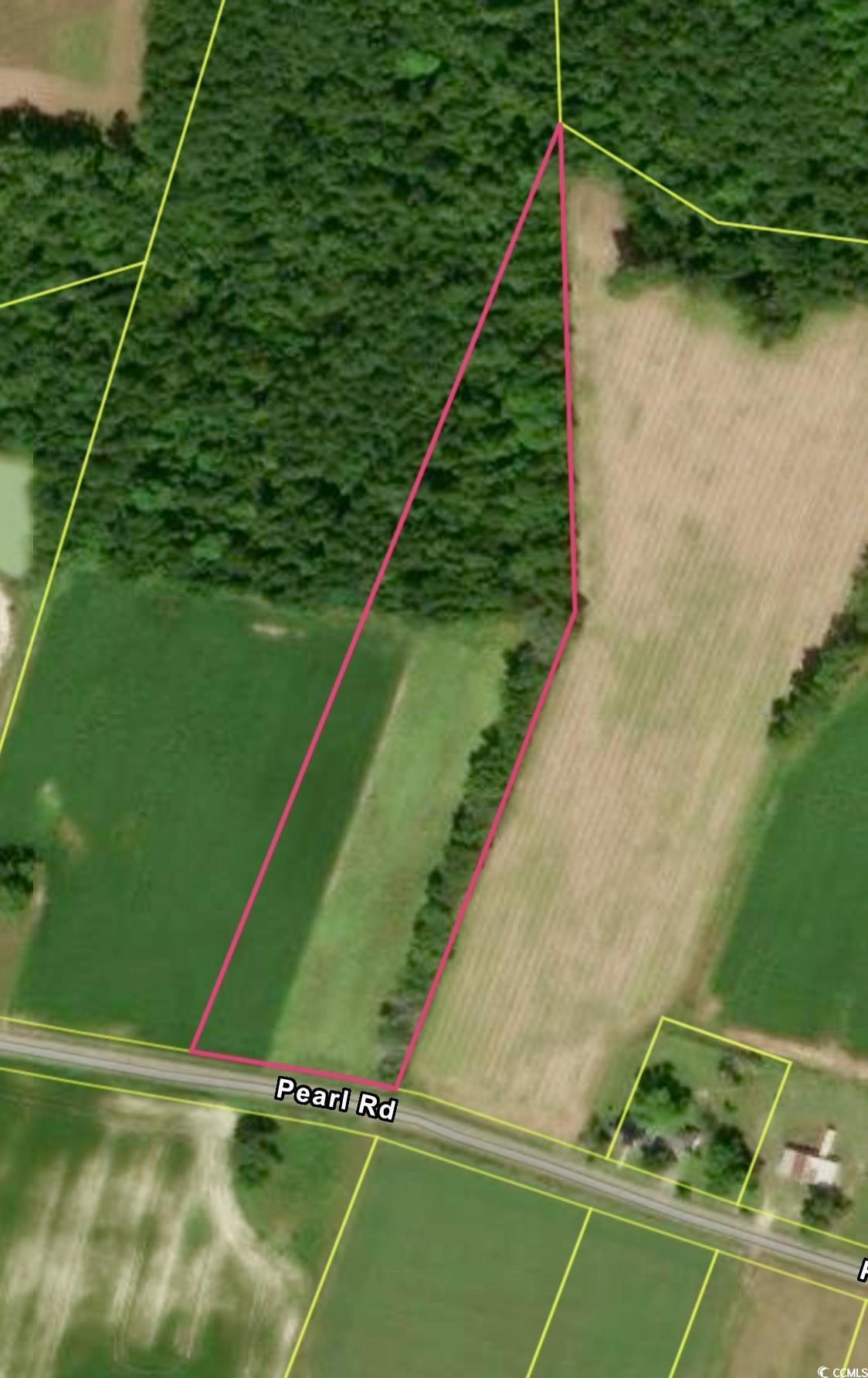 Tbd Pearl Road Galivants Ferry, SC 29544 - Photo 2 of 3 Aerial map of property and surrounding area featuring property boundaries highlighted