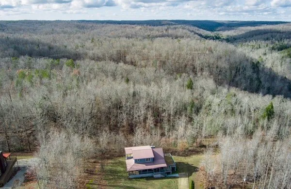 a view of a lake from a yard