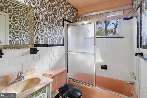 a bathroom with a sink and a shower