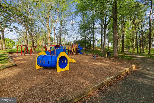 a view of outdoor space with trees all around