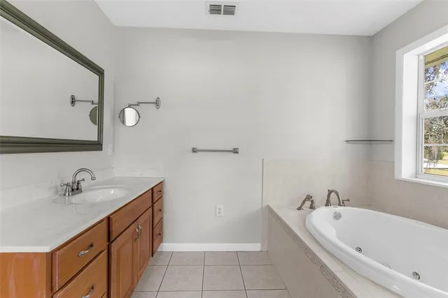 a view of a lake with a city