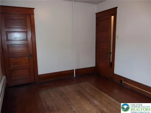 an empty room with closet