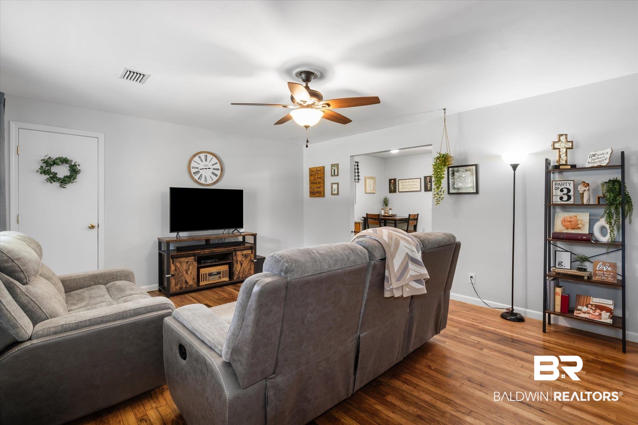2851 Pinetucky Road Mobile, AL 36618 - Photo 2 of 30 Living room featuring hardwood / wood-style floors and ceiling fan