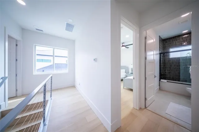 a room that has a table and a chair in it