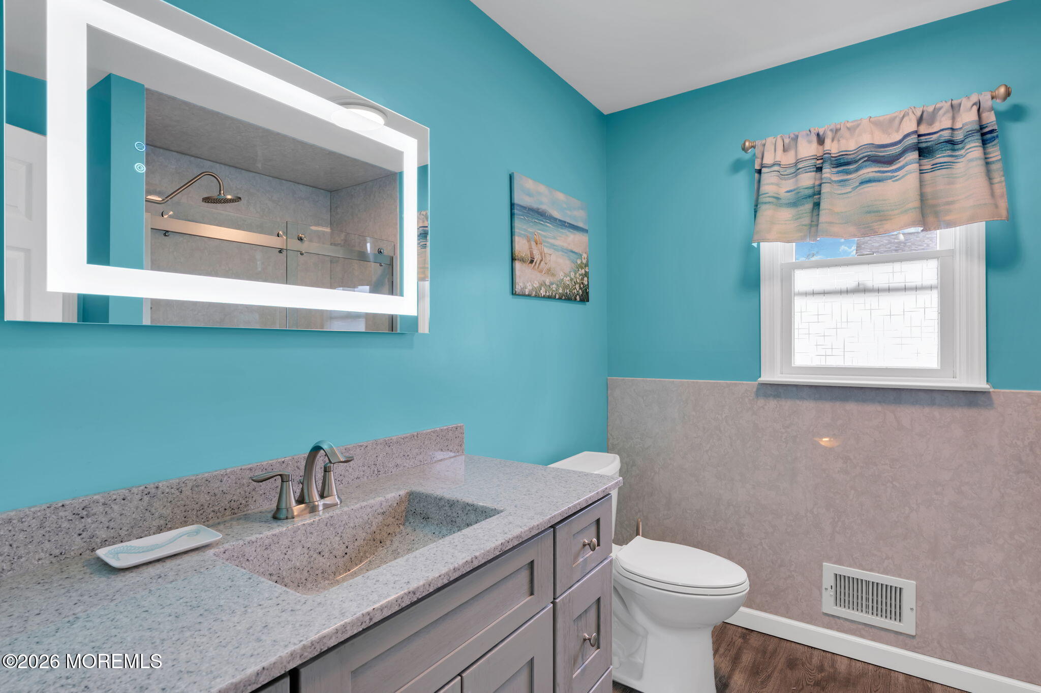 2908 Adams Street Wall, NJ 07719 - Photo 16 of 34 a bathroom with a granite countertop toilet sink and mirror