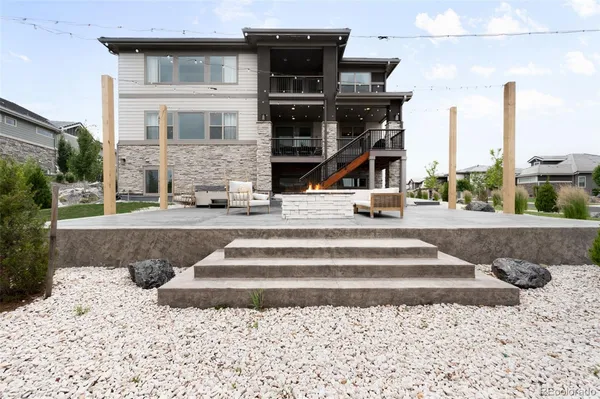 a view of a brick house with a large windows