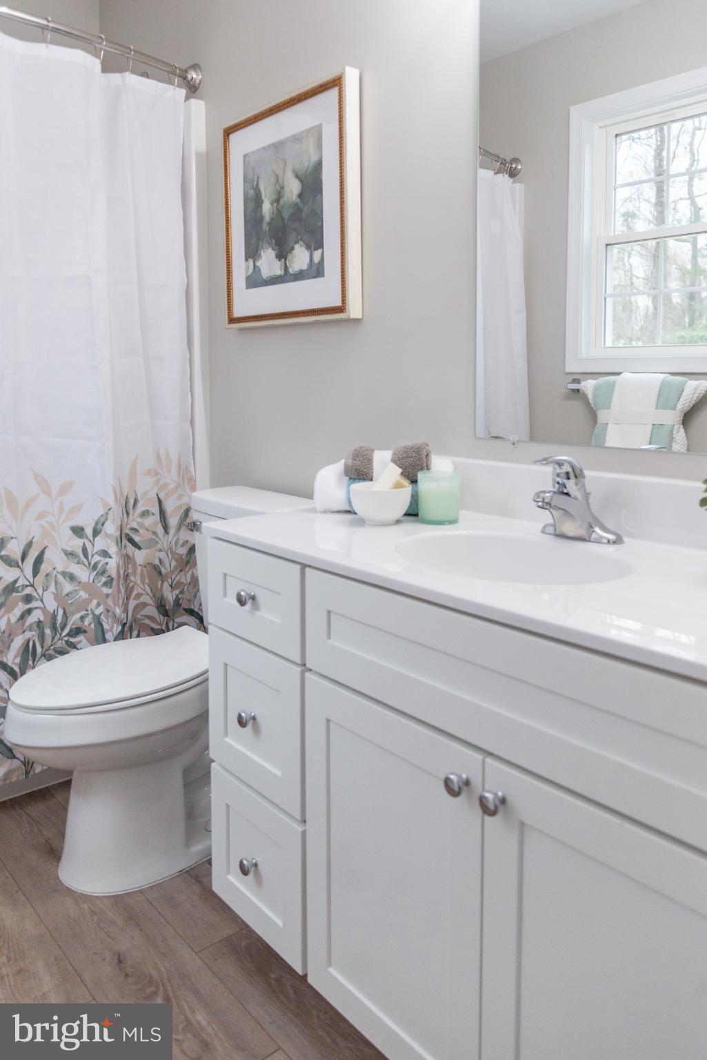 227 Forest Grove Road Colonial Beach, VA 22443 - Photo 19 of 22 a bathroom with a toilet sink and mirror