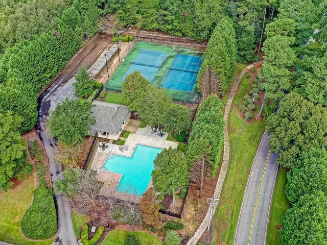 an aerial view of a house