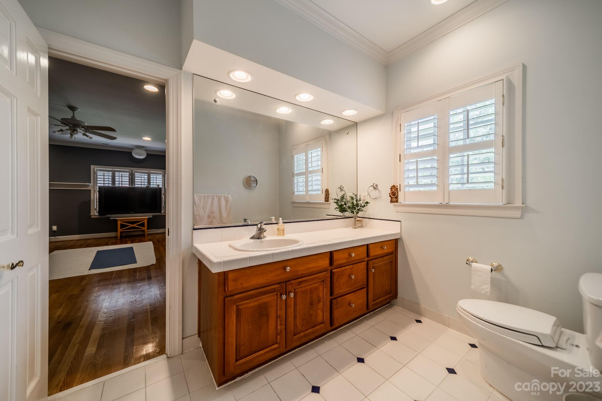 1439 Windy Ridge Road Charlotte, NC 28270 - Photo 34 of 46 a spacious bathroom with a double vanity sink and a mirror