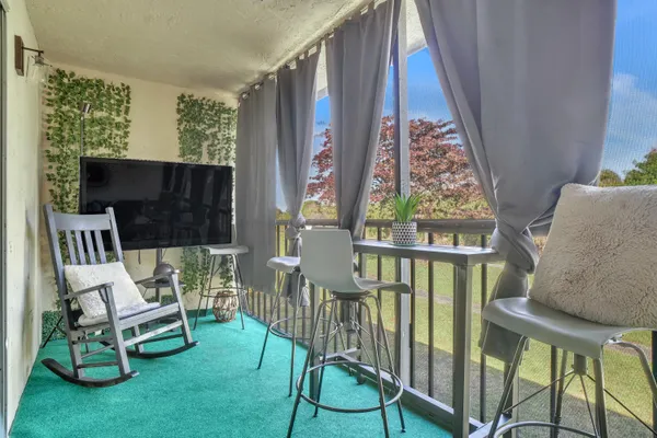 a view of a balcony