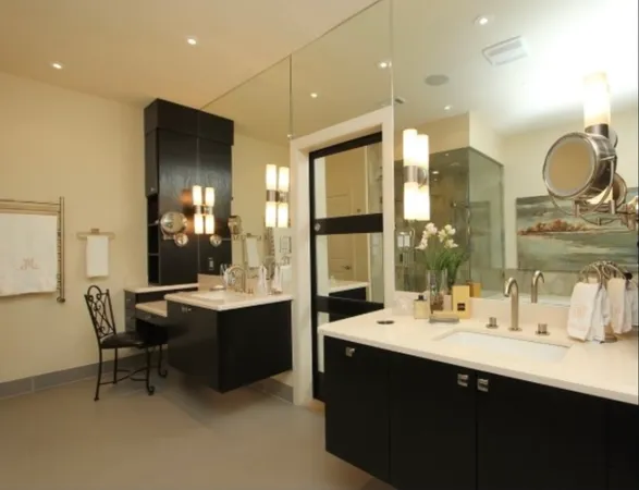 a bathroom with a bathtub and a sink