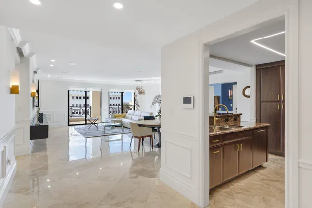 a view of a kitchen and dining area