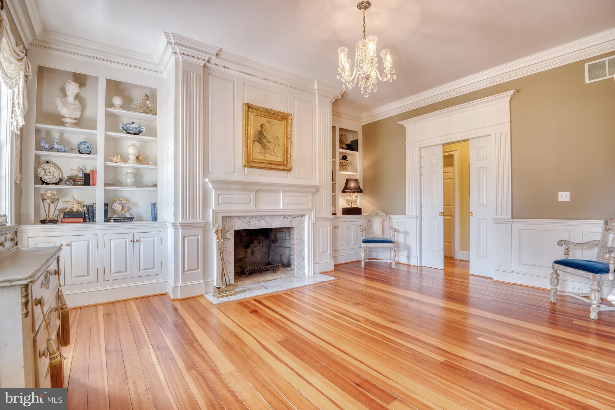 1400 Magers Landing Road Monkton, MD 21111 - Photo 9 of 46 Living Rm w/ Wood Fireplace & Built-in Bookcases