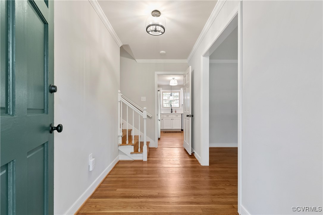 9761 Tuxford Road Chesterfield, VA 23236 - Photo 6 of 49 Foyer featuring sink, crown molding, and light woo