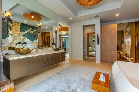 a view of dining room with a table and chairs